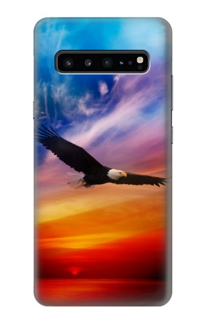 W3841 Bald Eagle Flying Colorful Sky Funda Carcasa Case y Caso Del Tirón Funda para Samsung Galaxy S10 5G