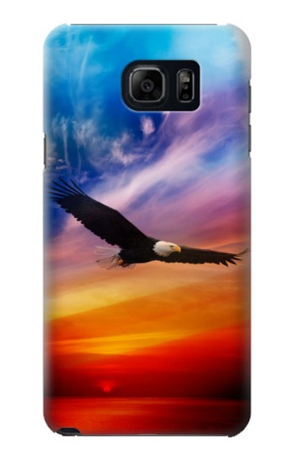 W3841 Bald Eagle Flying Colorful Sky Funda Carcasa Case y Caso Del Tirón Funda para Samsung Galaxy S6 Edge Plus