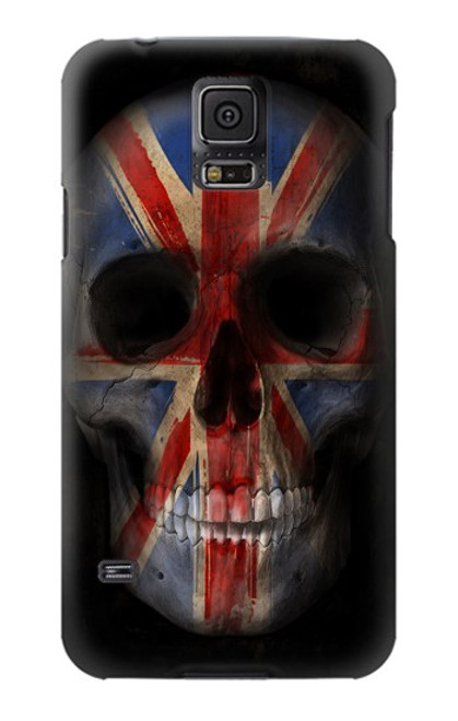 W3848 United Kingdom Flag Skull Funda Carcasa Case y Caso Del Tirón Funda para Samsung Galaxy S5