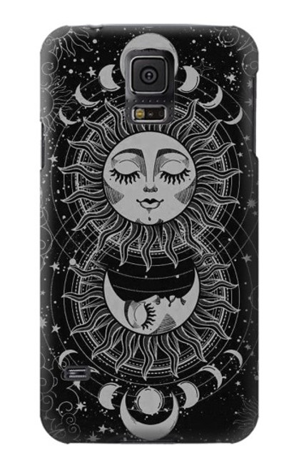 W3854 Mystical Sun Face Crescent Moon Funda Carcasa Case y Caso Del Tirón Funda para Samsung Galaxy S5