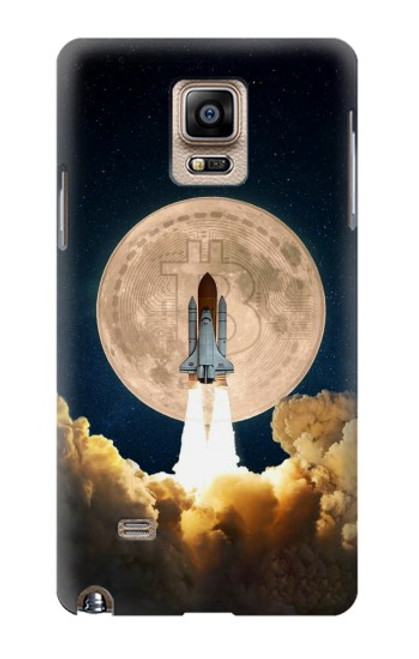 W3859 Bitcoin to the Moon Funda Carcasa Case y Caso Del Tirón Funda para Samsung Galaxy Note 4