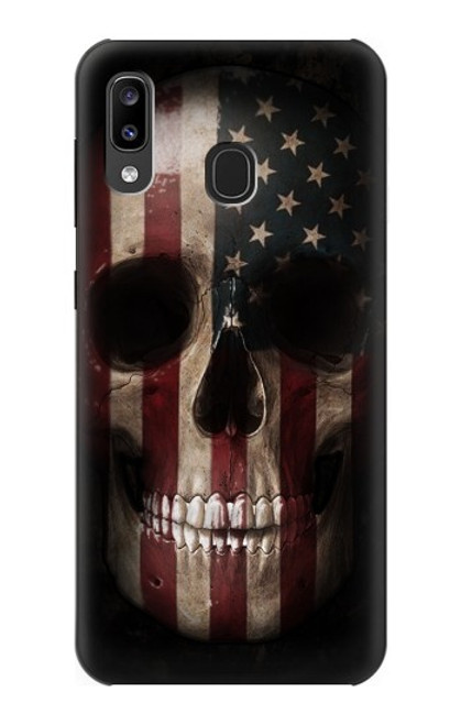 W3850 American Flag Skull Funda Carcasa Case y Caso Del Tirón Funda para Samsung Galaxy A20, Galaxy A30