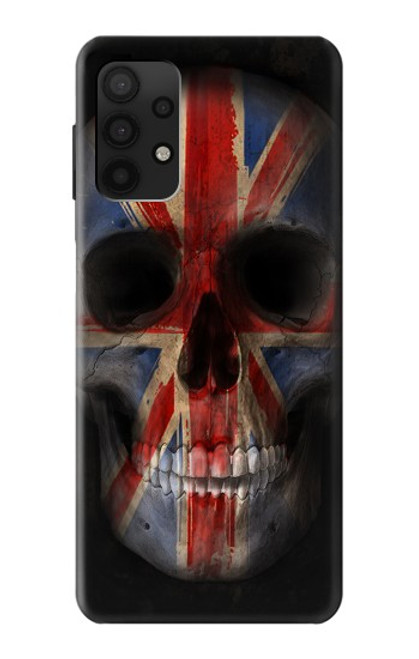 W3848 United Kingdom Flag Skull Funda Carcasa Case y Caso Del Tirón Funda para Samsung Galaxy A32 4G