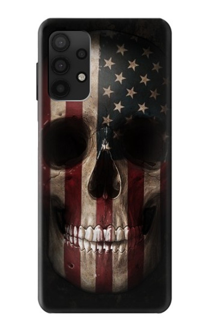 W3850 American Flag Skull Funda Carcasa Case y Caso Del Tirón Funda para Samsung Galaxy A32 4G