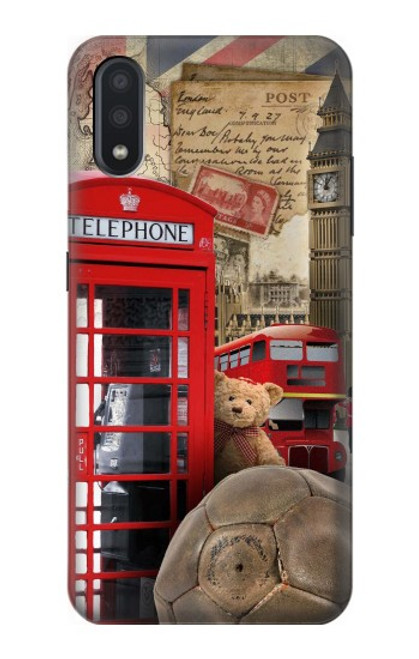 W3856 Vintage London British Funda Carcasa Case y Caso Del Tirón Funda para Samsung Galaxy A01