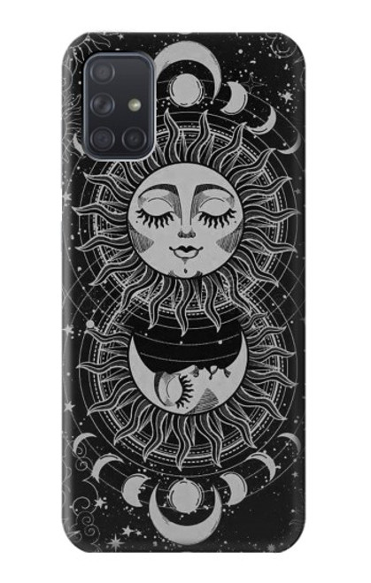 W3854 Mystical Sun Face Crescent Moon Funda Carcasa Case y Caso Del Tirón Funda para Samsung Galaxy A71