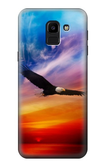 W3841 Bald Eagle Flying Colorful Sky Funda Carcasa Case y Caso Del Tirón Funda para Samsung Galaxy J6 (2018)
