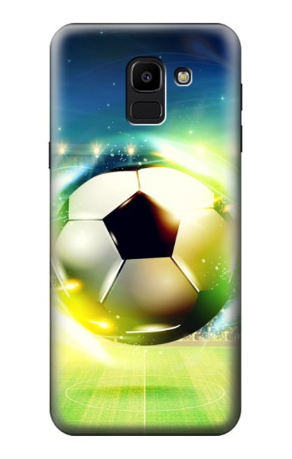 W3844 Glowing Football Soccer Ball Funda Carcasa Case y Caso Del Tirón Funda para Samsung Galaxy J6 (2018)