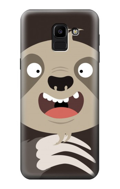 W3855 Sloth Face Cartoon Funda Carcasa Case y Caso Del Tirón Funda para Samsung Galaxy J6 (2018)