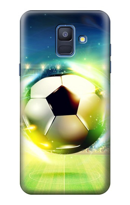 W3844 Glowing Football Soccer Ball Funda Carcasa Case y Caso Del Tirón Funda para Samsung Galaxy A6 (2018)