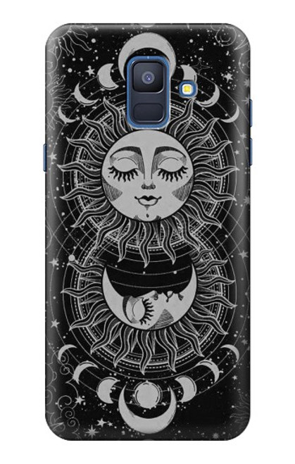 W3854 Mystical Sun Face Crescent Moon Funda Carcasa Case y Caso Del Tirón Funda para Samsung Galaxy A6 (2018)