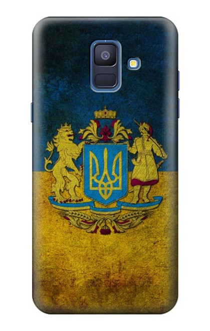 W3858 Ukraine Vintage Flag Funda Carcasa Case y Caso Del Tirón Funda para Samsung Galaxy A6 (2018)