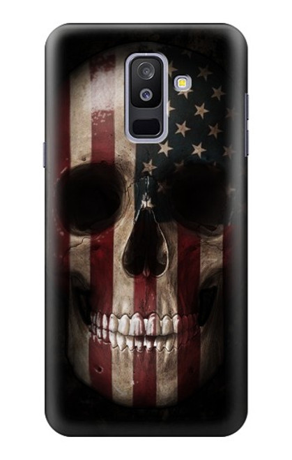 W3850 American Flag Skull Funda Carcasa Case y Caso Del Tirón Funda para Samsung Galaxy A6+ (2018), J8 Plus 2018, A6 Plus 2018