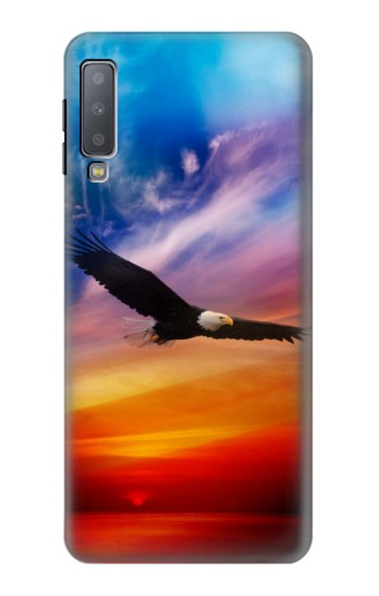 W3841 Bald Eagle Flying Colorful Sky Funda Carcasa Case y Caso Del Tirón Funda para Samsung Galaxy A7 (2018)