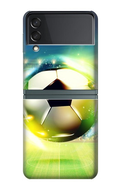 W3844 Glowing Football Soccer Ball Funda Carcasa Case y Caso Del Tirón Funda para Samsung Galaxy Z Flip 3 5G