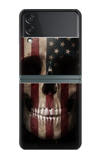 W3850 American Flag Skull Funda Carcasa Case y Caso Del Tirón Funda para Samsung Galaxy Z Flip 3 5G