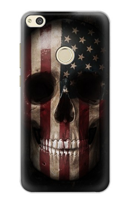 W3850 American Flag Skull Funda Carcasa Case y Caso Del Tirón Funda para Huawei P8 Lite (2017)