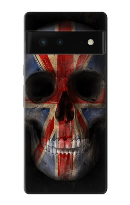 W3848 United Kingdom Flag Skull Funda Carcasa Case y Caso Del Tirón Funda para Google Pixel 6