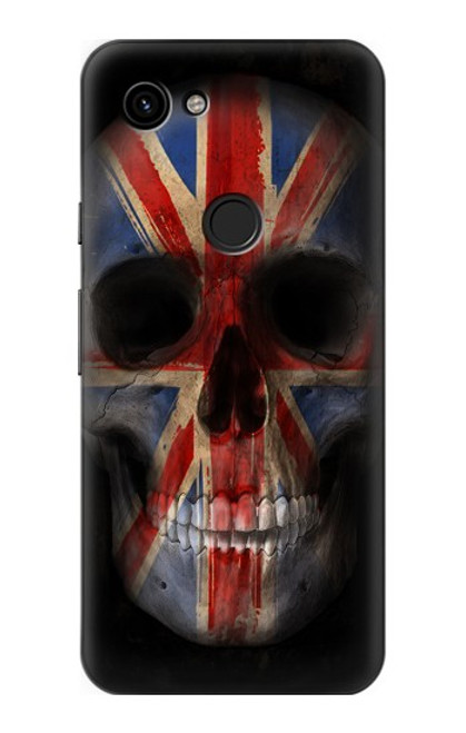 W3848 United Kingdom Flag Skull Funda Carcasa Case y Caso Del Tirón Funda para Google Pixel 3a