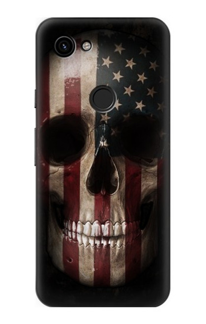 W3850 American Flag Skull Funda Carcasa Case y Caso Del Tirón Funda para Google Pixel 3a
