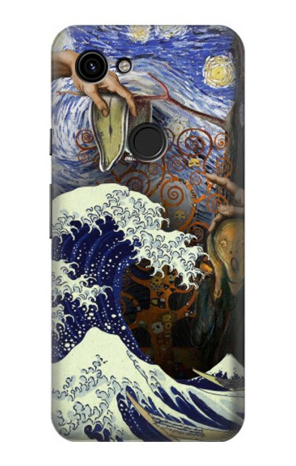 W3851 World of Art Van Gogh Hokusai Da Vinci Funda Carcasa Case y Caso Del Tirón Funda para Google Pixel 3a