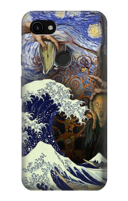 W3851 World of Art Van Gogh Hokusai Da Vinci Funda Carcasa Case y Caso Del Tirón Funda para Google Pixel 3a XL