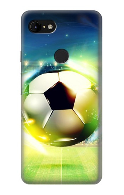 W3844 Glowing Football Soccer Ball Funda Carcasa Case y Caso Del Tirón Funda para Google Pixel 3 XL