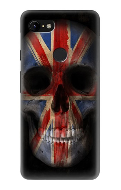 W3848 United Kingdom Flag Skull Funda Carcasa Case y Caso Del Tirón Funda para Google Pixel 3 XL