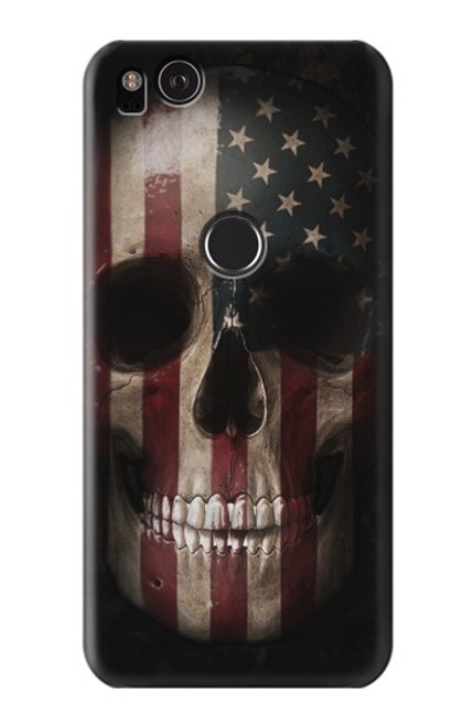 W3850 American Flag Skull Funda Carcasa Case y Caso Del Tirón Funda para Google Pixel 2