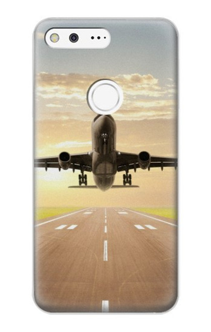 W3837 Airplane Take off Sunrise Funda Carcasa Case y Caso Del Tirón Funda para Google Pixel XL