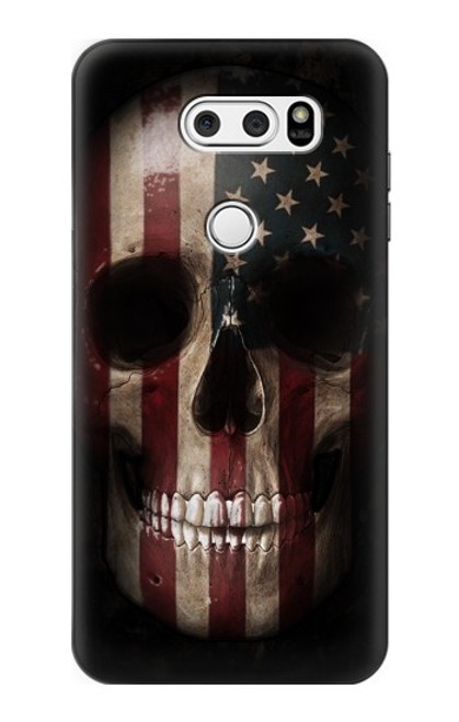 W3850 American Flag Skull Funda Carcasa Case y Caso Del Tirón Funda para LG V30, LG V30 Plus, LG V30S ThinQ, LG V35, LG V35 ThinQ