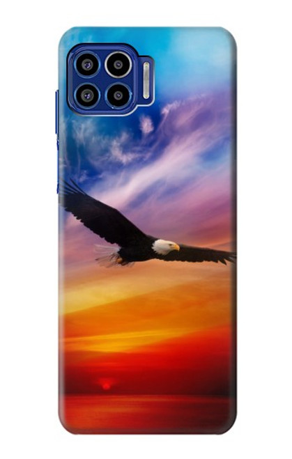 W3841 Bald Eagle Flying Colorful Sky Funda Carcasa Case y Caso Del Tirón Funda para Motorola One 5G