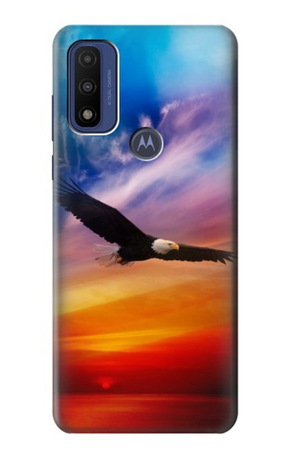 W3841 Bald Eagle Flying Colorful Sky Funda Carcasa Case y Caso Del Tirón Funda para Motorola G Pure