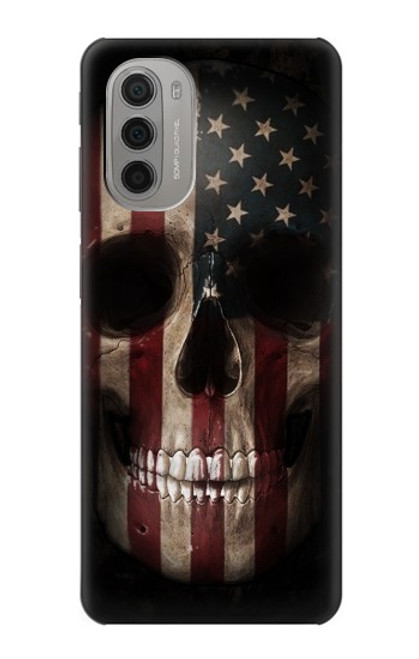 W3850 American Flag Skull Funda Carcasa Case y Caso Del Tirón Funda para Motorola Moto G51 5G