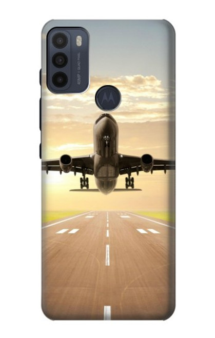 W3837 Airplane Take off Sunrise Funda Carcasa Case y Caso Del Tirón Funda para Motorola Moto G50