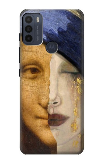 W3853 Mona Lisa Gustav Klimt Vermeer Funda Carcasa Case y Caso Del Tirón Funda para Motorola Moto G50