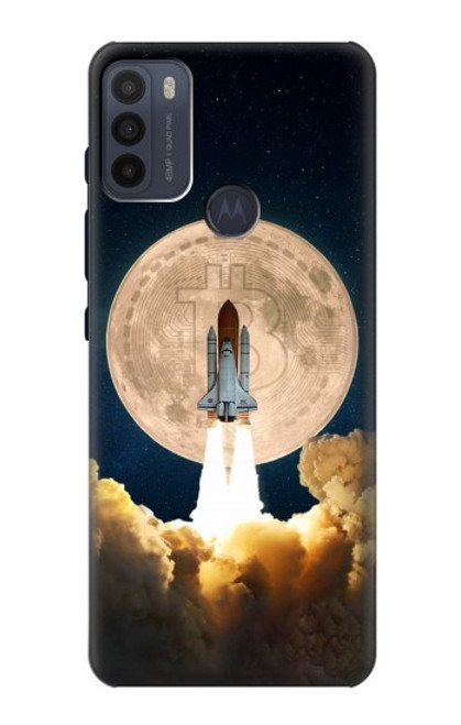 W3859 Bitcoin to the Moon Funda Carcasa Case y Caso Del Tirón Funda para Motorola Moto G50