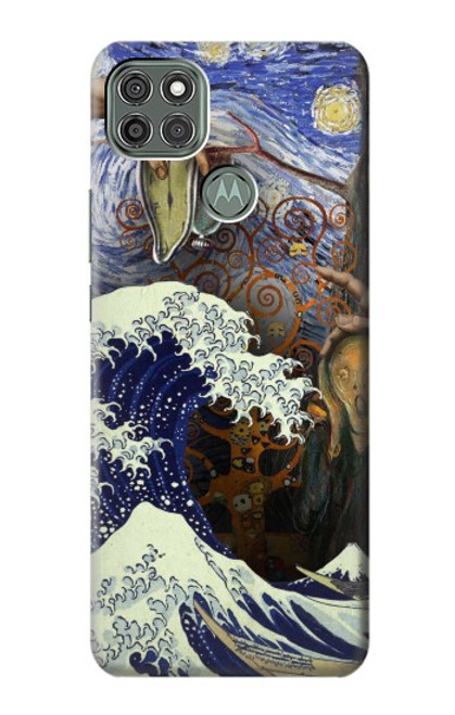 W3851 World of Art Van Gogh Hokusai Da Vinci Funda Carcasa Case y Caso Del Tirón Funda para Motorola Moto G9 Power