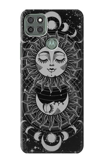 W3854 Mystical Sun Face Crescent Moon Funda Carcasa Case y Caso Del Tirón Funda para Motorola Moto G9 Power