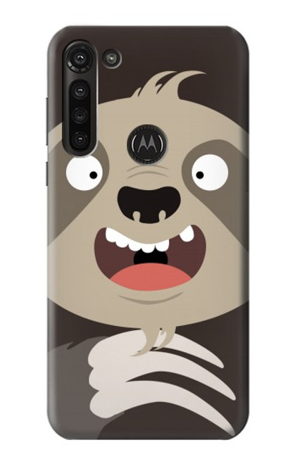 W3855 Sloth Face Cartoon Funda Carcasa Case y Caso Del Tirón Funda para Motorola Moto G8 Power