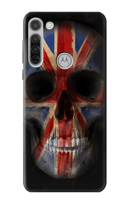 W3848 United Kingdom Flag Skull Funda Carcasa Case y Caso Del Tirón Funda para Motorola Moto G8