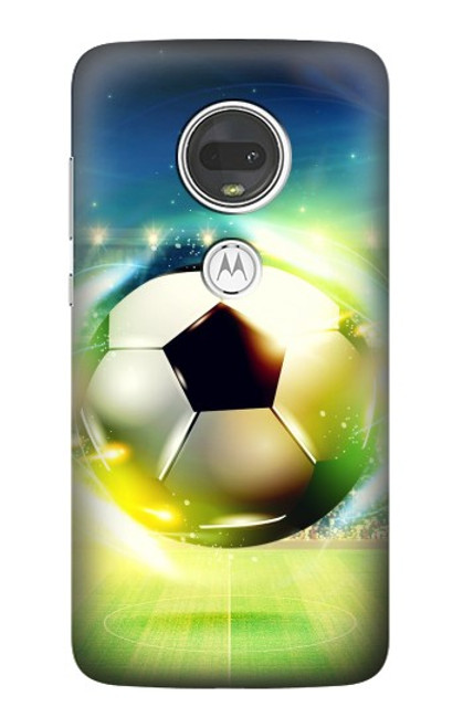 W3844 Glowing Football Soccer Ball Funda Carcasa Case y Caso Del Tirón Funda para Motorola Moto G7, Moto G7 Plus