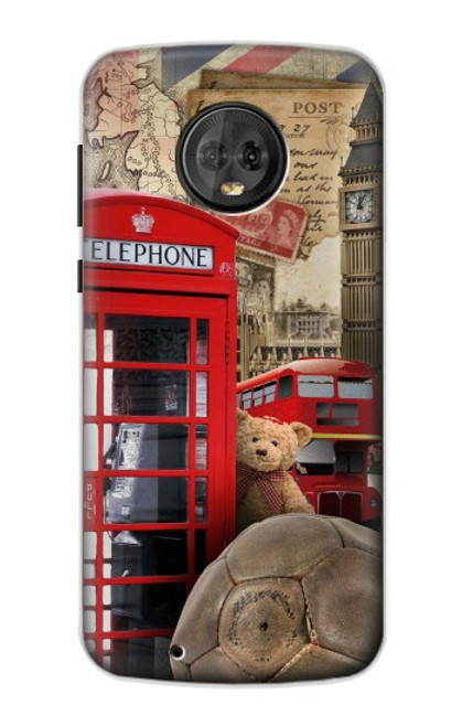 W3856 Vintage London British Funda Carcasa Case y Caso Del Tirón Funda para Motorola Moto G6