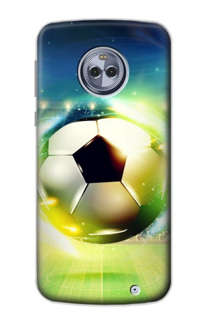W3844 Glowing Football Soccer Ball Funda Carcasa Case y Caso Del Tirón Funda para Motorola Moto X4