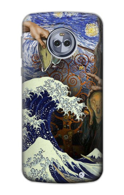 W3851 World of Art Van Gogh Hokusai Da Vinci Funda Carcasa Case y Caso Del Tirón Funda para Motorola Moto X4