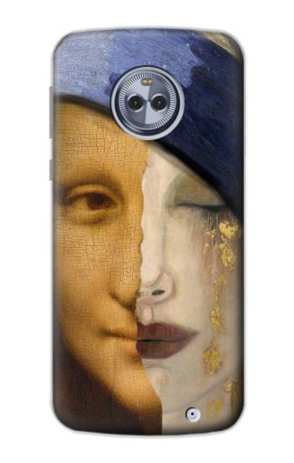 W3853 Mona Lisa Gustav Klimt Vermeer Funda Carcasa Case y Caso Del Tirón Funda para Motorola Moto X4