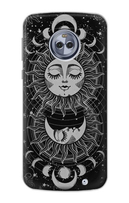 W3854 Mystical Sun Face Crescent Moon Funda Carcasa Case y Caso Del Tirón Funda para Motorola Moto X4