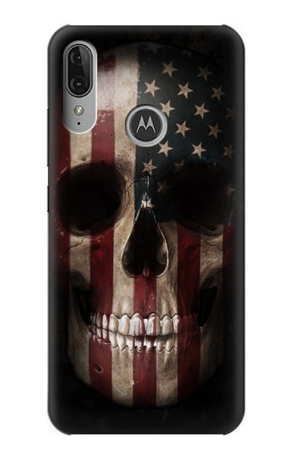 W3850 American Flag Skull Funda Carcasa Case y Caso Del Tirón Funda para Motorola Moto E6 Plus, Moto E6s