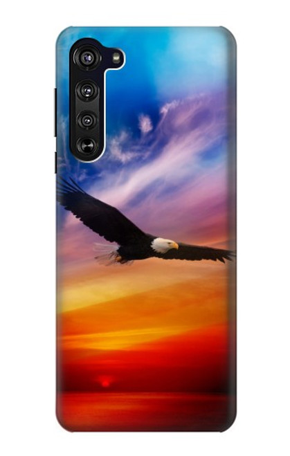 W3841 Bald Eagle Flying Colorful Sky Funda Carcasa Case y Caso Del Tirón Funda para Motorola Edge