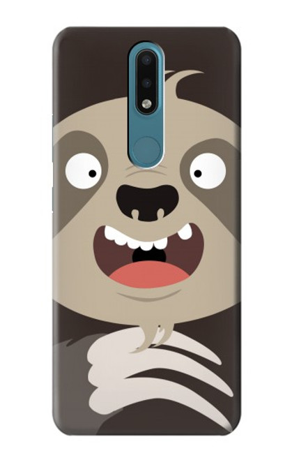 W3855 Sloth Face Cartoon Funda Carcasa Case y Caso Del Tirón Funda para Nokia 2.4